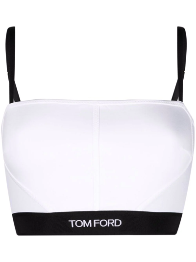 Tom Ford Long-line Logo-band Bra In White