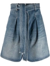 Golden Goose Bleach-effect Belted Tailored Shorts In Blue