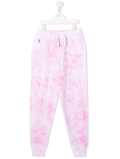 Ralph Lauren Kids' Tie-dye Print Trousers In Pink