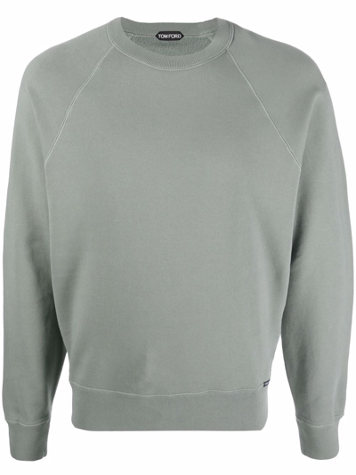 Tom Ford Regular-fit Crewneck Cotton-jersey Sweatshirt In Green