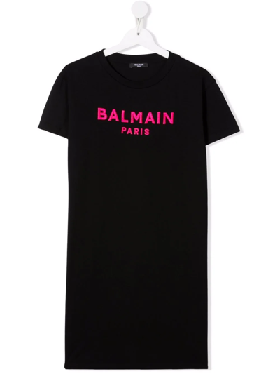 BALMAIN LOGO-PRINT T-SHIRT DRESS