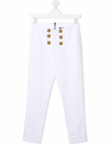 Balmain Double-breasted Button Trousers In White