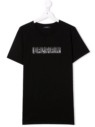 Balmain Kids' Logo-print T-shirt In Black