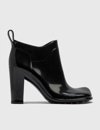 Bottega Veneta Shine Square Toe Ankle Boots In Black