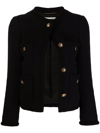 Saint Laurent Tweed Diamond Pocket Short Jacket In Black