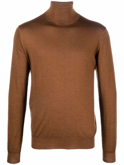 Dell'oglio Roll-neck Merino Wool Jumper In Brown