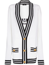 Balmain Striped Jacquard-knit Wool-blend Cardigan In White