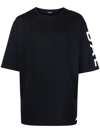 Balmain Side Logo Print Over Jersey T-shirt In Black,white