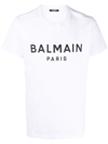 Balmain White Crewneck T-shirt With Contrasting Logo Lettering Print In White