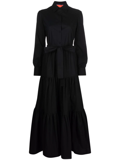 La Doublej Long-sleeve Tied-waist Dress In Black