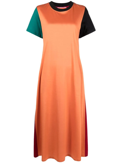 La Doublej Multi-panel Short-sleeve Dress In Orange