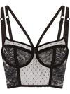 Dolce & Gabbana Plumetis Tulle Longline Bra In Black