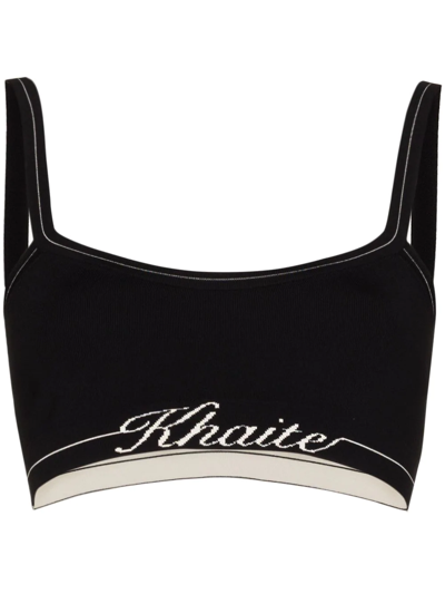 Khaite Carmelo Intarsia-logo Bralette Top In Black