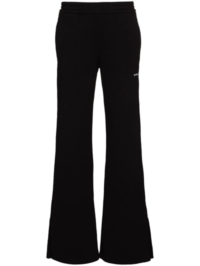 Off-white Black Tapered Diag Logo Sweatpants In Black White