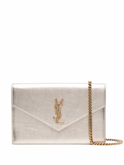 Saint Laurent Envelope Chain Wallet Clutch Bag In Gold