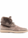 SANTONI SHEARLING-LINED ANKLE BOOTS