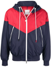 Moncler Bukret Colour-blocked Shell Hooded Jacket In Blue