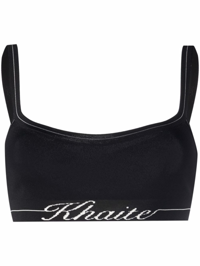 Khaite Carmelo Intarsia Ribbed-knit Bralette In Black,white