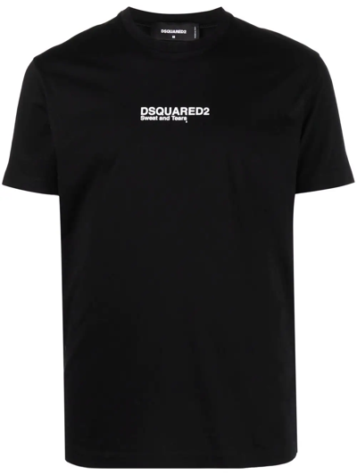 Dsquared2 Milano Logo Crew Neck Short Sleeve T Shirt In Black