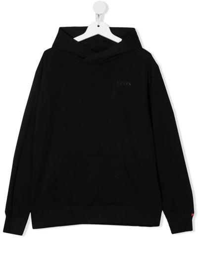 Levi's Teen Embroidered Logo Long-sleeve Hoodie In Black
