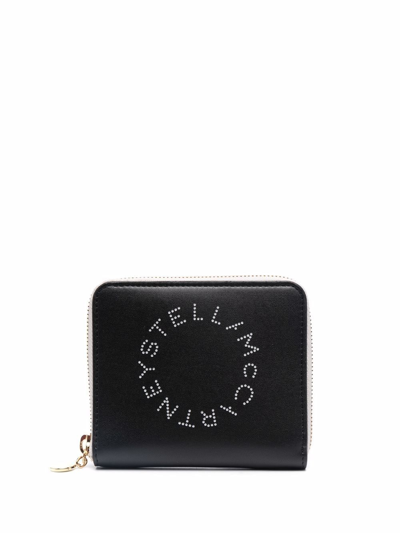 Stella Mccartney Stella Logo Zip-around Wallet In Black