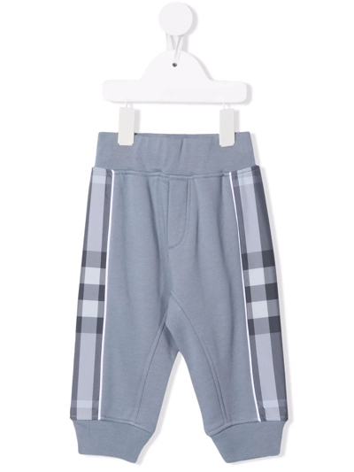 Burberry Babies' Cotton Track Trousers In Blue