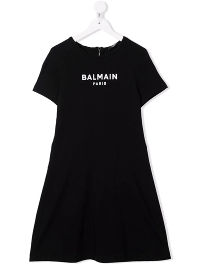 Balmain Teen Girls Black Logo Dress
