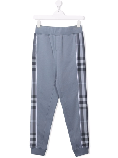 Burberry Teen Check-detail Joggers In Burgundy