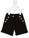 Balmain Babies' Logo-embossed Button Shorts In Black 1