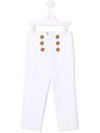 Balmain Double-breasted Button Trousers In White