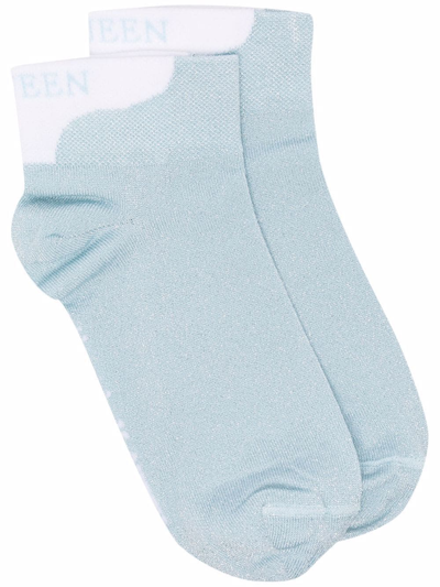 Alexander Mcqueen Two-tone Socks In Blue