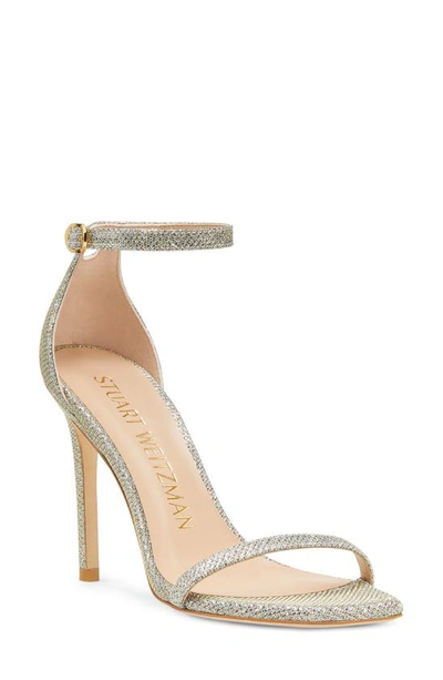 Stuart Weitzman Nudistcurve Ankle Strap Sandal In Platino