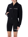 Marc Jacobs Black 'the Cropped Zip Hoodie' Hoodie In Black