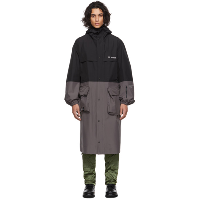 Moncler Genius Mens Grey X 7 Moncler Frgmt Hiroshi Fujiwara Nembus Two-toned Shell Hooded Coat 38 In 990 Black