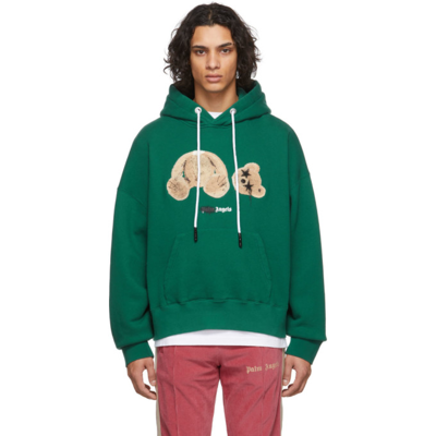 Palm Angels Spray  Bear Hoody Forest Gre In Green