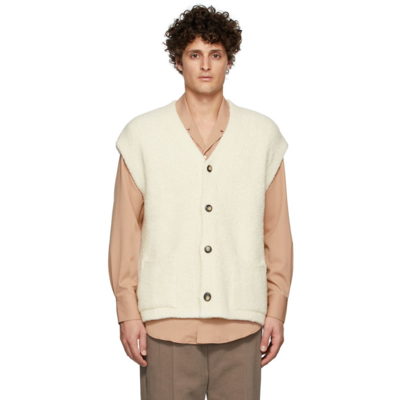 Nanushka Off-white Ervin Fleece Vest Cardigan In Ecru