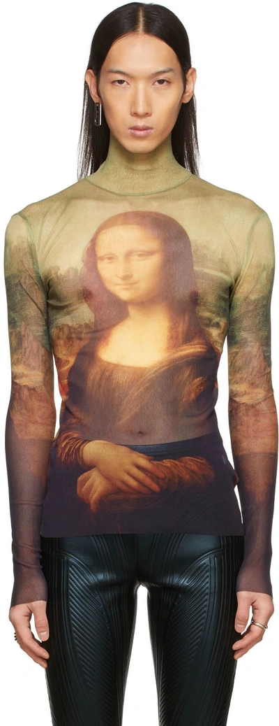 Jean Paul Gaultier Womens Beige Black Nude Mona Lisa Printed
