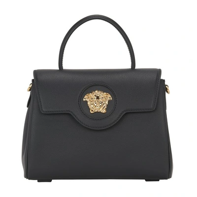 Versace La Medusa Medium Handbag In Black  Gold