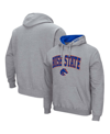 Colosseum Men's Heathered Gray Boise State Broncos Arch Logo 3.0 Pullover Hoodie In Heathered Gray