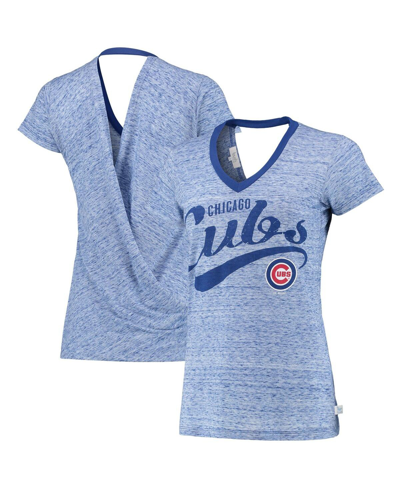 Touché Women's Navy Chicago Cubs Hail Mary V-neck Back Wrap T-shirt In Royal