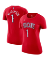 JORDAN WOMEN'S ZION WILLIAMSON RED NEW ORLEANS PELICANS STATEMENT EDITION NAME NUMBER T-SHIRT