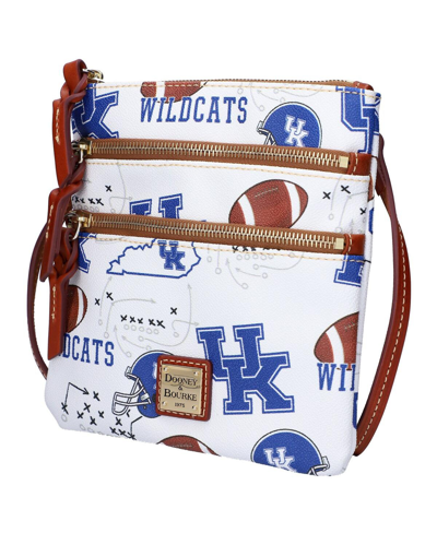 Dooney & Bourke Kentucky Wildcats College Game Day Triple Zip Crossbody Purse In White