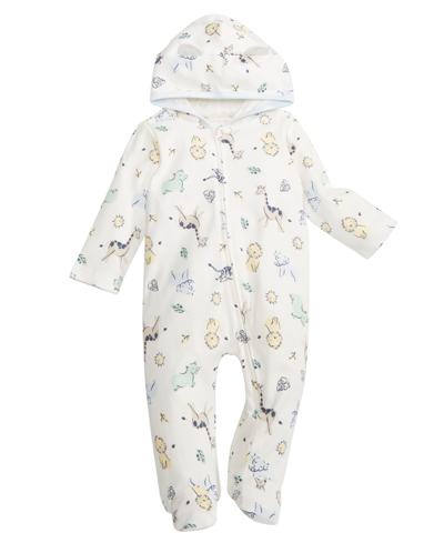 First Impressions Baby Boys Safari Footed Coverall, Created For Macy's In Angel White