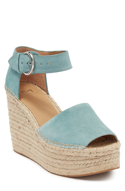 Marc Fisher Ltd Alida Espadrille Platform Wedge In Medium Green Suede