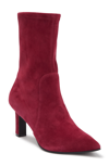 Stuart Weitzman Brandie Block Heel Leather Sock Boot In Cranberry