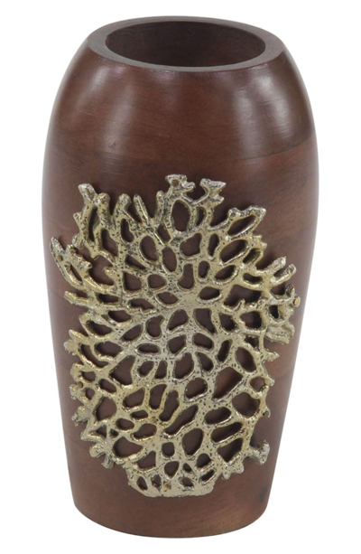 Willow Row Brown Mango Wood Coastal Vase