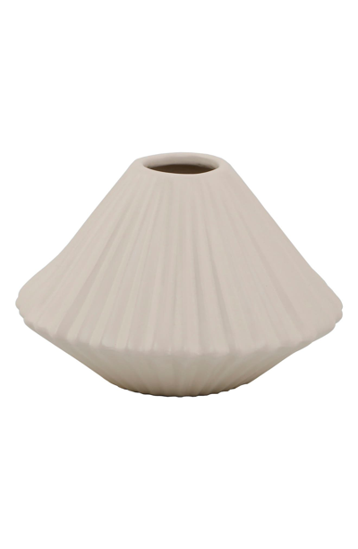 Flora Bunda 6.25" Pleated Ceramic Vase In Cream