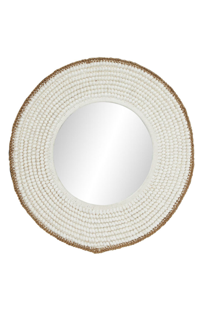 Willow Row Large Round Decorative Wall Mirror In White
