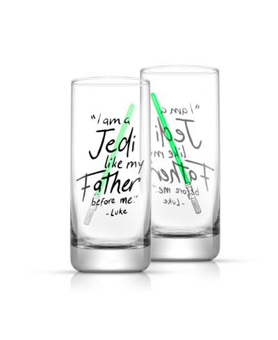 Joyjolt Star Wars New Hope Tall Drinking Glasses, Set Of 2 In Clear/green