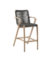 Armen Living Brielle Outdoor Eucalyptus Wood And Rope Counter And Bar Height Stool In Charcoal
